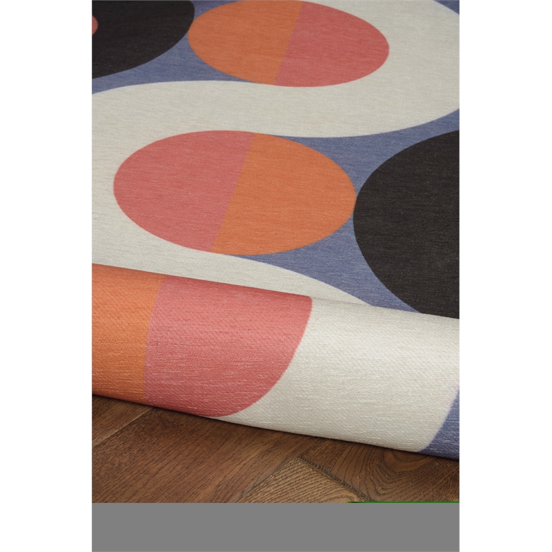 Linon Indoor Outdoor Machine Washable Adira Area 5'x7' Rug in Orange and Pink