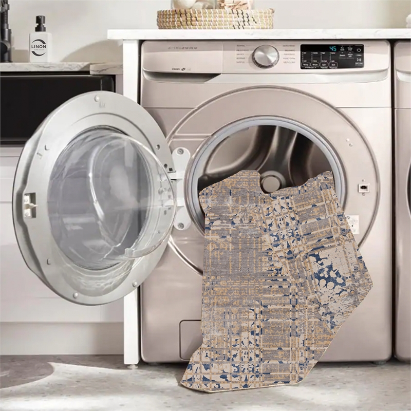 Linon Indoor Outdoor Machine Washable Anthia Accent 2'x3' Rug in Navy and Sand