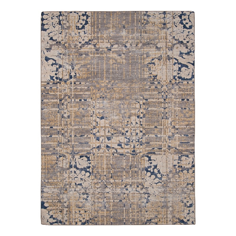 Linon Indoor Outdoor Machine Washable Anthia Accent 3'x5' Rug in Navy and Sand