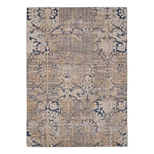 Linon Indoor Outdoor Machine Washable Anthia Area 5'x7' Rug in Navy and Sand