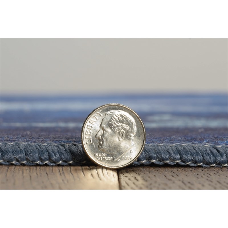 Linon Indoor Outdoor Machine Washable Bondi Polyester Area 7'x 9' Rug in Blue