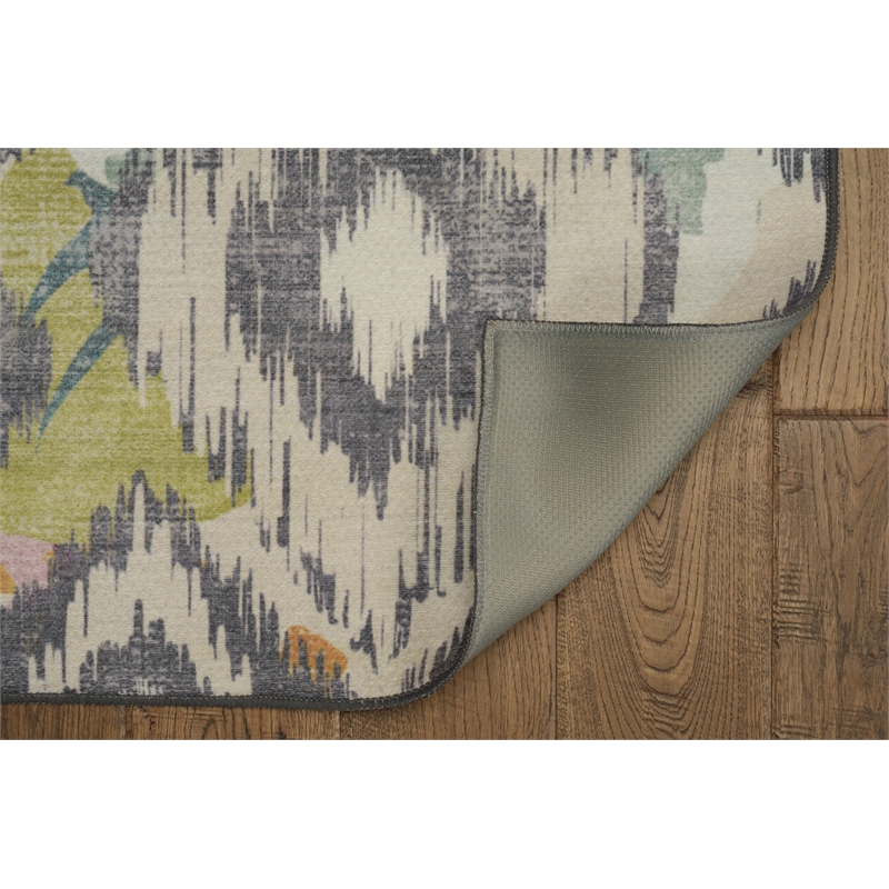 Linon Indoor Outdoor Machine Washable Conch Area 7'x9' Rug in Ivory and Gray