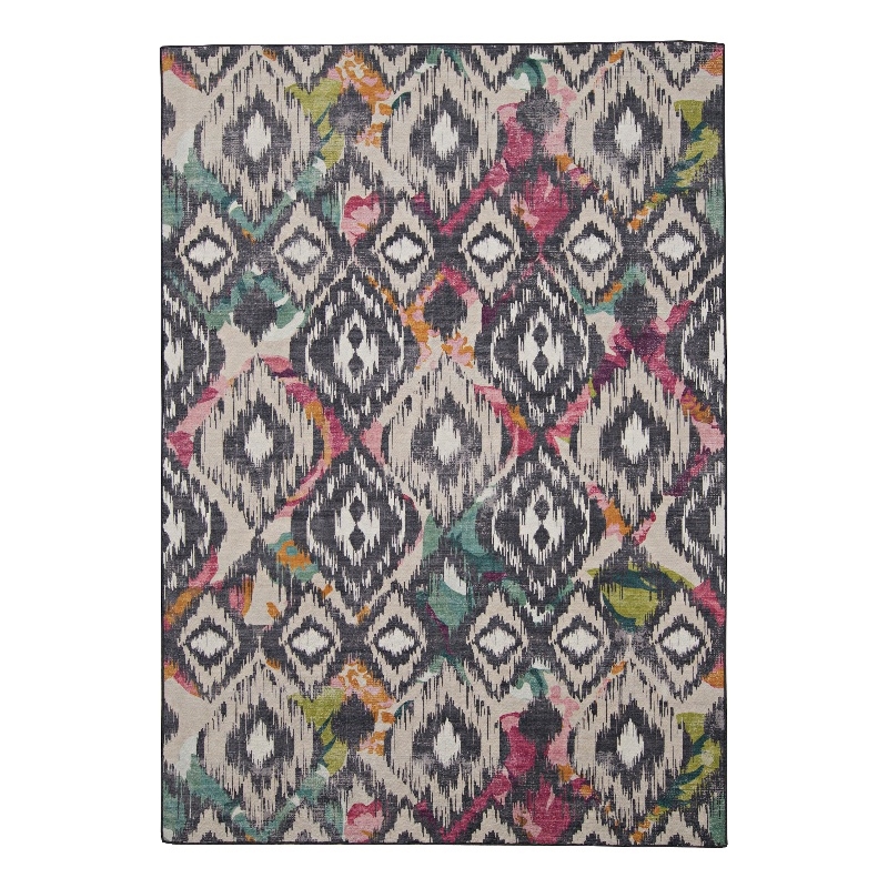 Linon Indoor Outdoor Machine Washable Conch Area 7'x9' Rug in Ivory and Gray