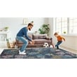 Linon Indoor Outdoor Machine Washable Myrtle Area 7'x9' Rug in Navy and Gold
