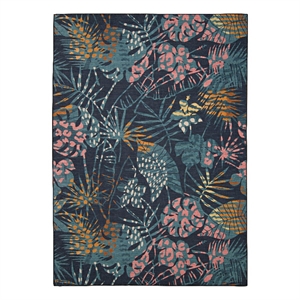 linon indoor outdoor washable myrtle polyester area 7'x9' rug in navy and gold