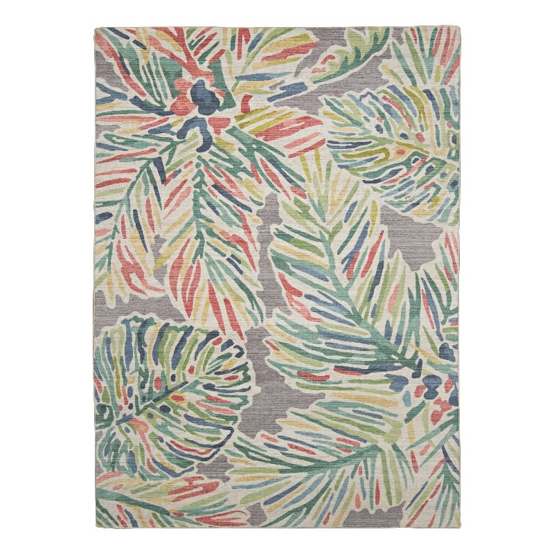 Linon Indoor Outdoor Machine Washable Lana Area 7'x9' Rug in Gray and Green