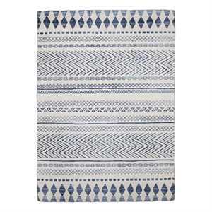 linon indoor outdoor washable skip polyester area 7'x9' rug in ivory and blue