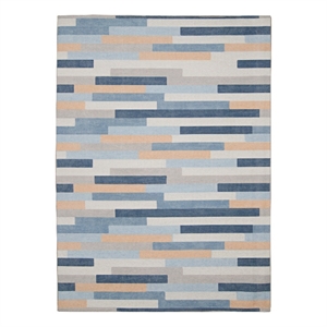 linon indoor outdoor washable bali polyester area 7'x9' rug in ivory and blue