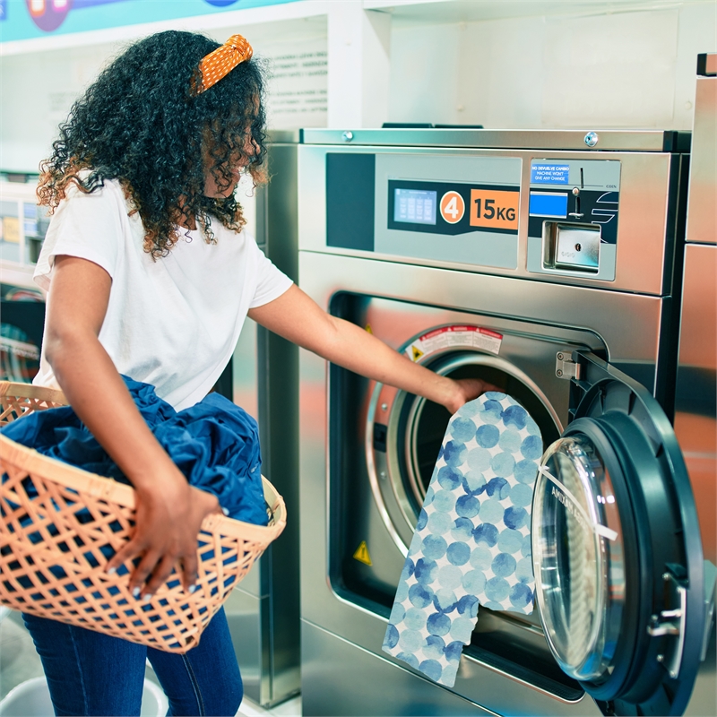 Linon Indoor Outdoor Machine Washable Cayman Area 7'x9' Rug in Blue and Ivory