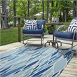 Linon Indoor Outdoor Machine Washable Kai Area 5'x7' Rug in Blue and Ivory