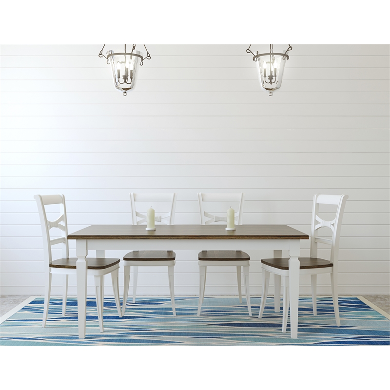 Linon Indoor Outdoor Machine Washable Kai Area 7'x9' Rug in Blue and Ivory