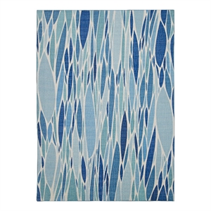 linon indoor outdoor washable kai polyester area 7'x9' rug in blue and ivory