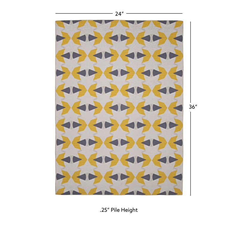 Linon Indoor Outdoor Machine Washable Lucia Polyester Accent 2'x3' Rug in Ivory