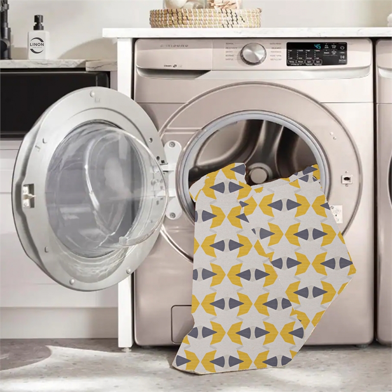 Linon Indoor Outdoor Machine Washable Lucia Area 5'x7' Rug in Ivory and Yellow