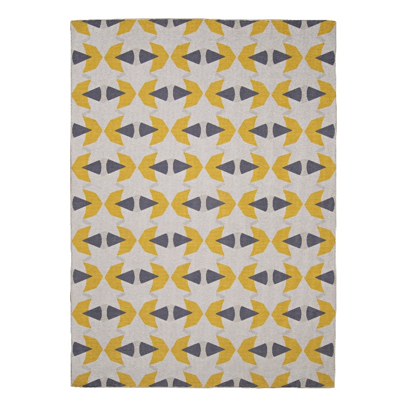 Linon Indoor Outdoor Machine Washable Lucia Area 5'x7' Rug in Ivory and Yellow