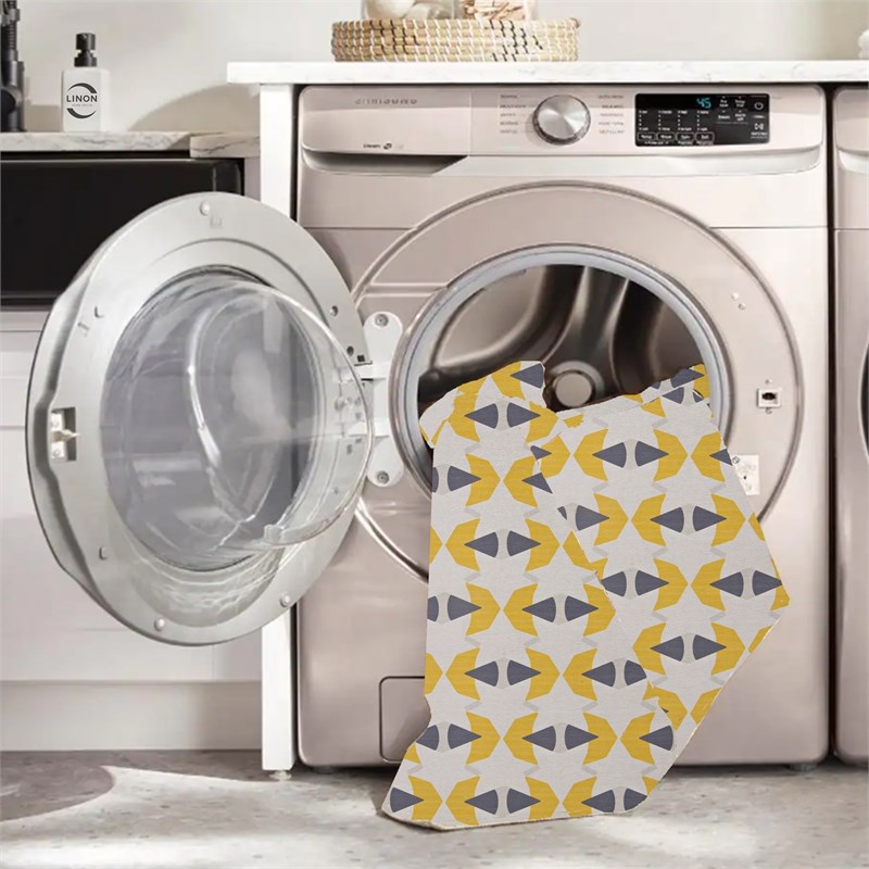 Linon Indoor Outdoor Machine Washable Lucia Area 7'x9' Rug in Ivory and Yellow