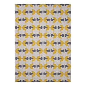 Linon Indoor Outdoor Machine Washable Lucia Area 7'x9' Rug in Ivory and Yellow