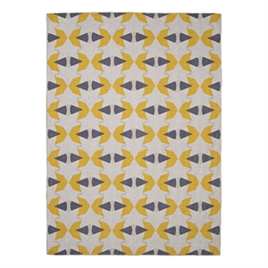 linon indoor outdoor washable lucia polyester area 7'x9' rug in ivory and yellow