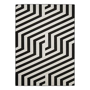 Linon Indoor Outdoor Machine Washable Kona Accent 2'x3' Rug in Ivory and Black