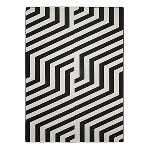 Linon Indoor Outdoor Machine Washable Kona Accent 3'x5' Rug in Ivory and Black