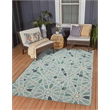 Linon Indoor Outdoor Machine Washable Baffin Area 5'x7' Rug in Green and Ivory