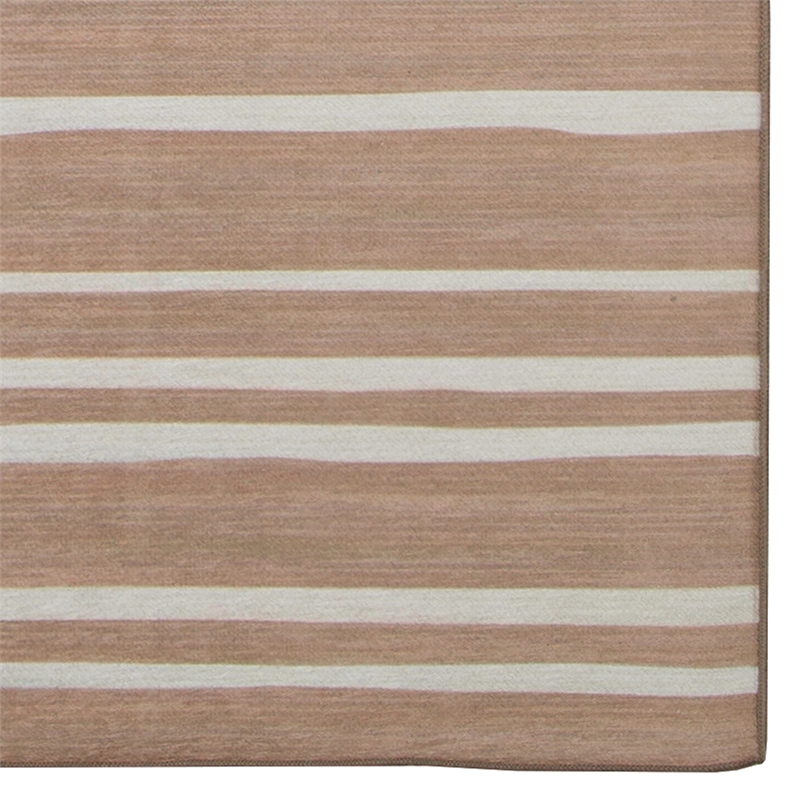 Linon Indoor Outdoor Machine Washable Sydney Area 7'x9' Rug in Tan and Ivory