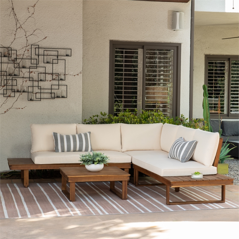 Linon Indoor Outdoor Machine Washable Sydney Area 7'x9' Rug in Tan and Ivory