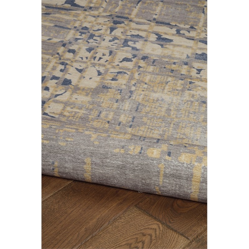 Linon Indoor Outdoor Machine Washable Anthia Area 7'x9' Rug in Navy and Sand