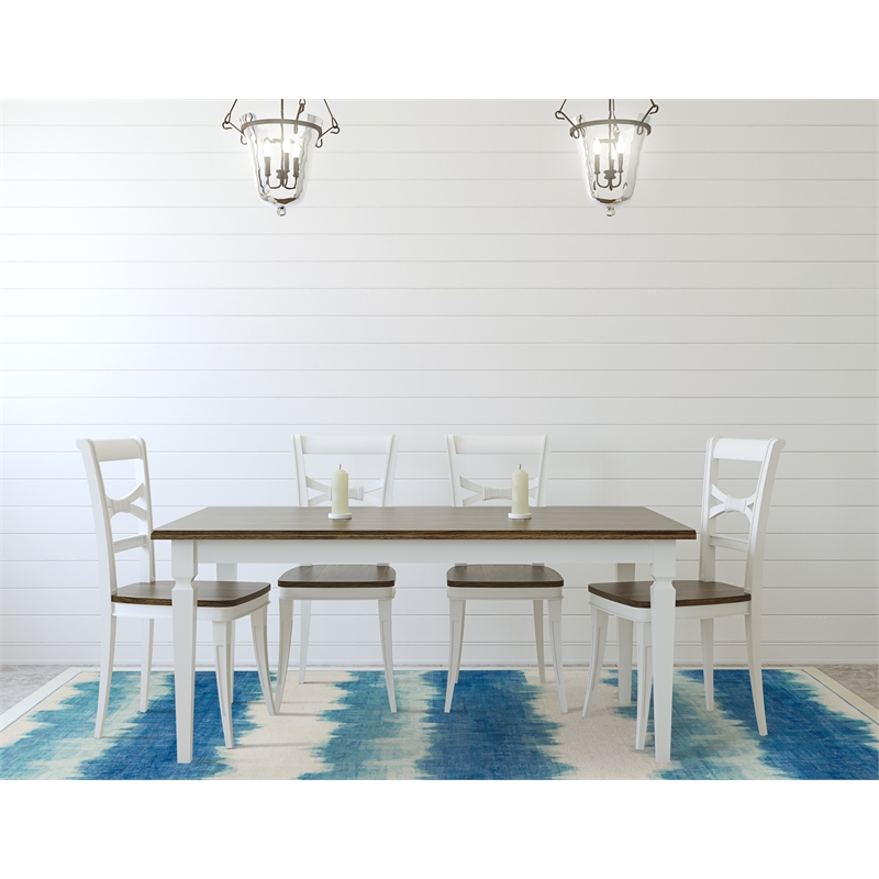 Linon Indoor Outdoor Machine Washable Beck Area 7'x9' Rug in Ivory and Blue