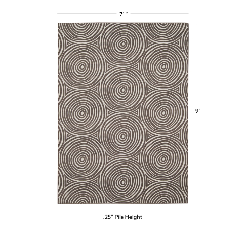 Linon Indoor Outdoor Machine Washable Dana Area 7'x9' Rug in Ivory and Brown