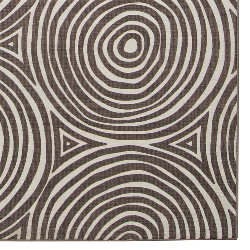 Linon Indoor Outdoor Machine Washable Dana Area 7'x9' Rug in Ivory and Brown