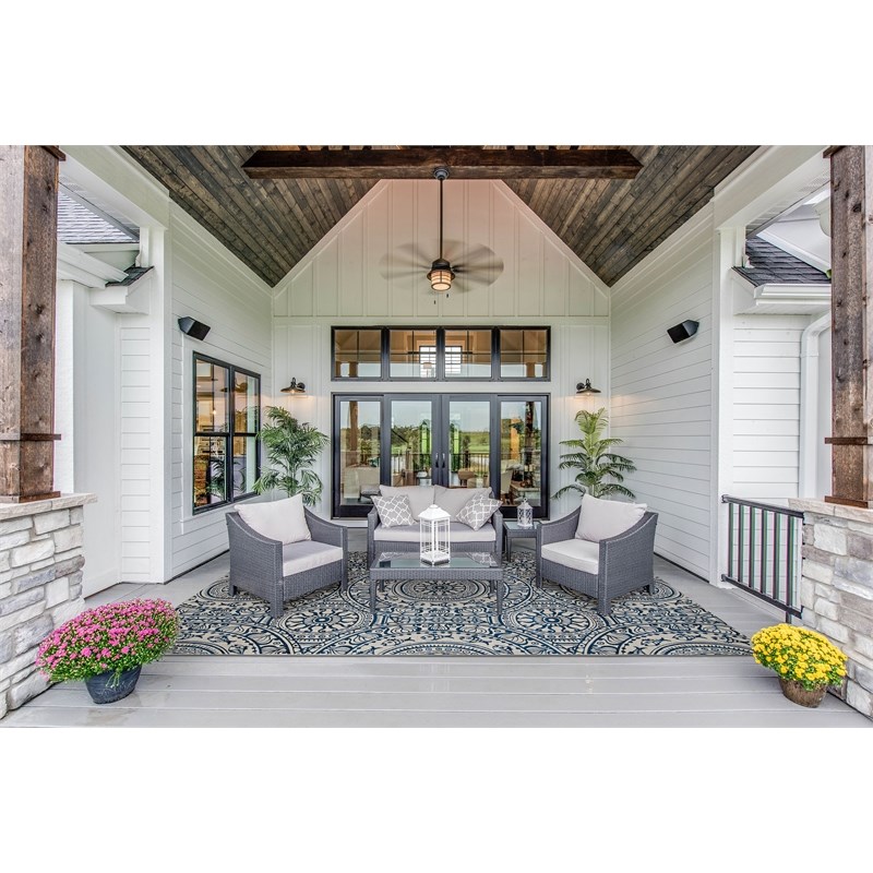 Linon Indoor Outdoor Machine Washable Doria Area 7'x9' Rug in Smoke Gray