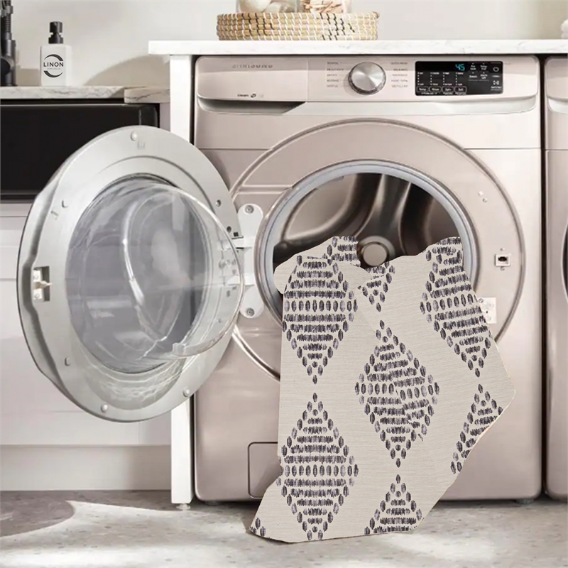 Linon Indoor Outdoor Machine Washable Ezili Area 7'x9' Rug in Ivory and Brown