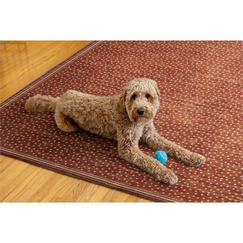 Linon Indoor Outdoor Machine Washable Hama Area 7'x9' Rug in Orange and Ivory