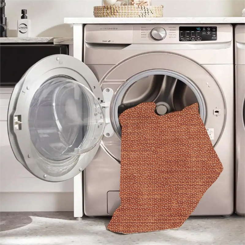 Linon Indoor Outdoor Machine Washable Hama Area 7'x9' Rug in Orange and Ivory