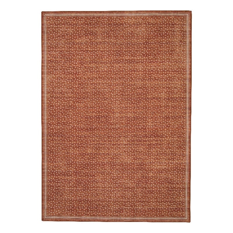 Linon Indoor Outdoor Machine Washable Hama Area 7'x9' Rug in Orange and Ivory