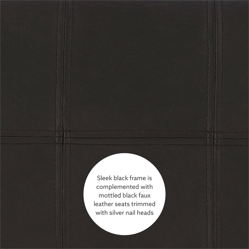 Linon Claridge Wood Three Piece Counter Dining Set Faux Leather Seats in Black