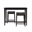 Linon Claridge Wood Three Piece Counter Dining Set Faux Leather Seats in Black