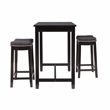 Linon Claridge Wood Three Piece Counter Dining Set Faux Leather Seats in Black