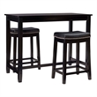 Linon Claridge Wood Three Piece Counter Dining Set Faux Leather Seats in Black