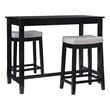 Linon Claridge 3 Pce Counter Dining Set Gray Faux Leather Seats in Black Wood