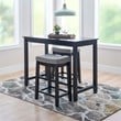 Linon Claridge 3 Pce Counter Dining Set Gray Faux Leather Seats in Black Wood