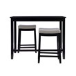 Linon Claridge 3 Pce Counter Dining Set Gray Faux Leather Seats in Black Wood