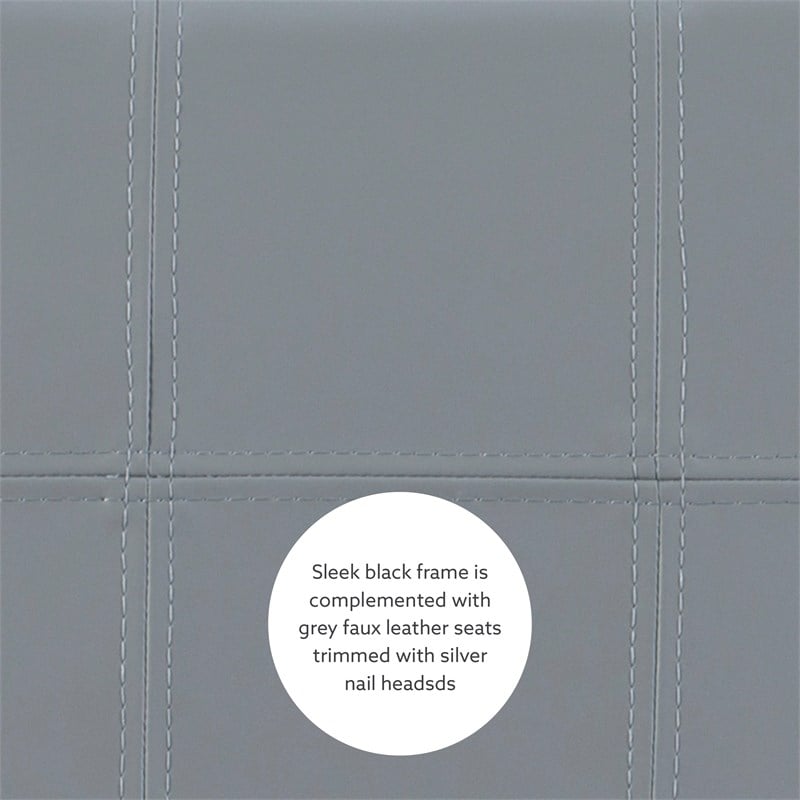 Linon Claridge 3 Pce Counter Dining Set Gray Faux Leather Seats in Black Wood