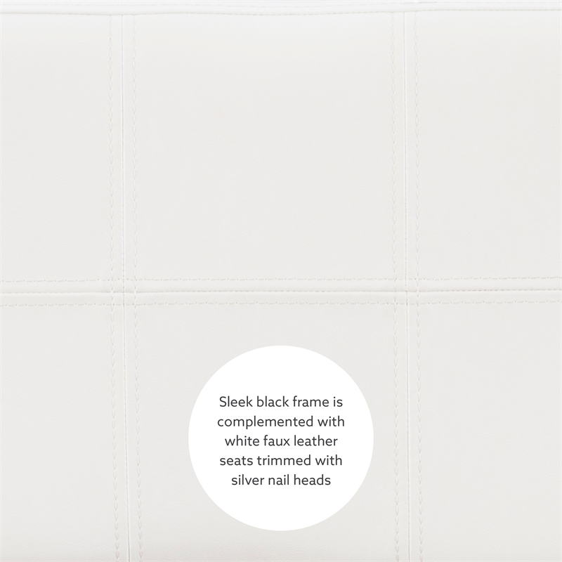 Linon Claridge 3 Pce Counter Dining Set White Faux Leather Seats in Black Wood