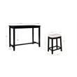 Linon Claridge 3 Pce Counter Dining Set White Faux Leather Seats in Black Wood