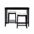 Linon Claridge 3 Pce Counter Dining Set White Faux Leather Seats in Black Wood