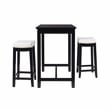 Linon Claridge 3 Pce Counter Dining Set White Faux Leather Seats in Black Wood