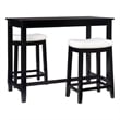 Linon Claridge 3 Pce Counter Dining Set White Faux Leather Seats in Black Wood