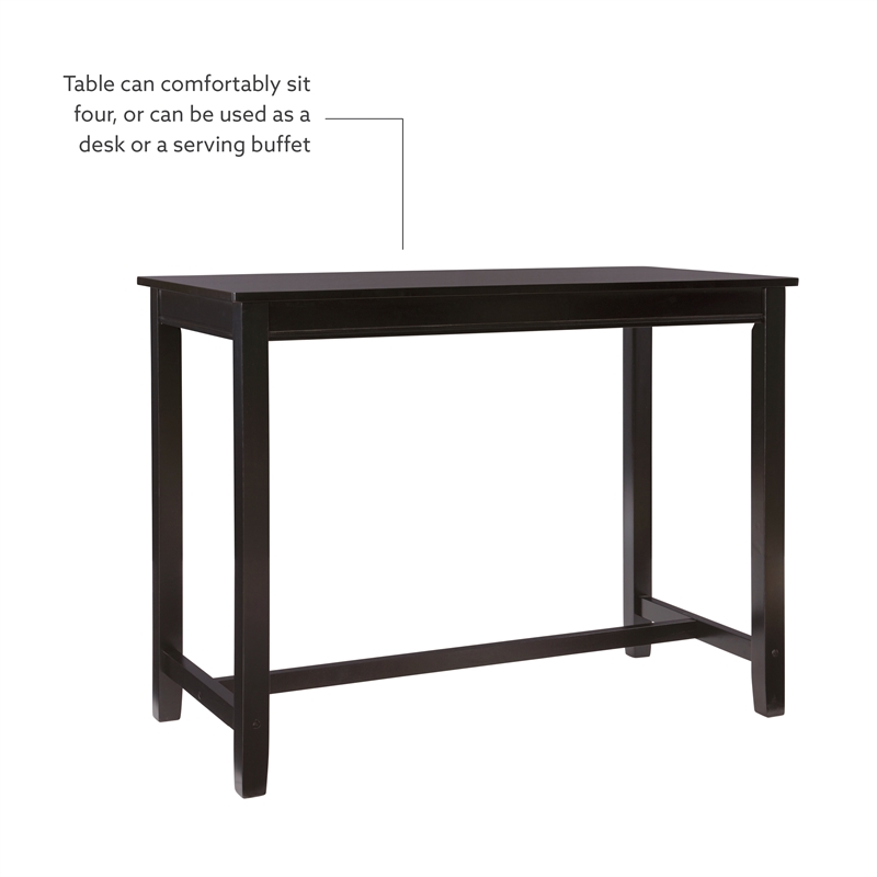 Linon Claridge 3 Pce Counter Dining Set White Faux Leather Seats in Black Wood